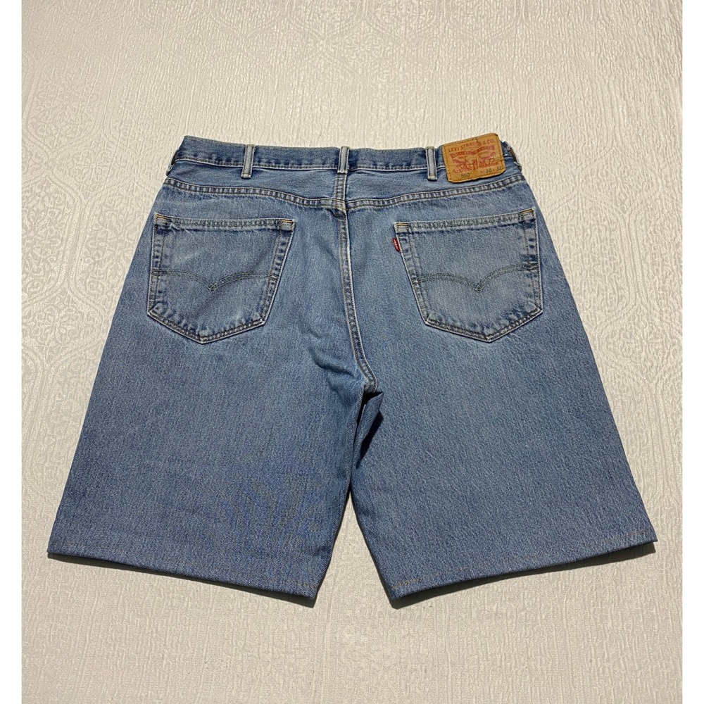 Levi's 550 Jean Shorts Men's‎ 38×10 Blue Cutoff Hemmed Denim Jorts Light Wash